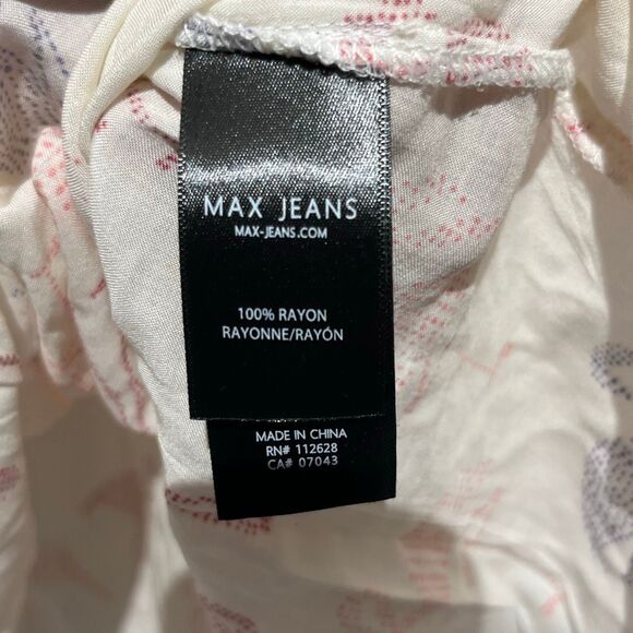 Max Jeans Multicolor Tassel Tie Neck Cold Shoulder Long Sleeve Blouse Small NWT - Picture 7 of 11